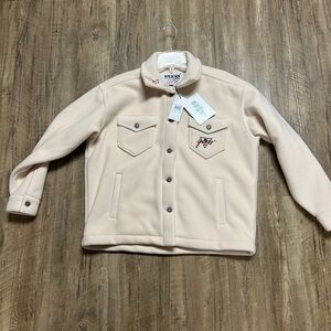 Guess Cream Jean Jacket with Cozy Texture and Stylish Collar